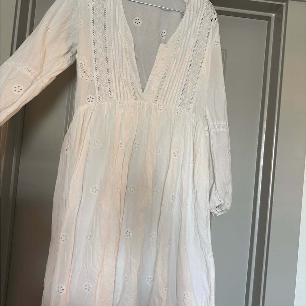Zara White Embroidered Dress